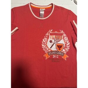 Roland Garros 2012 Tennis Shirt Red Graphic French Open Mens L Rare Sport